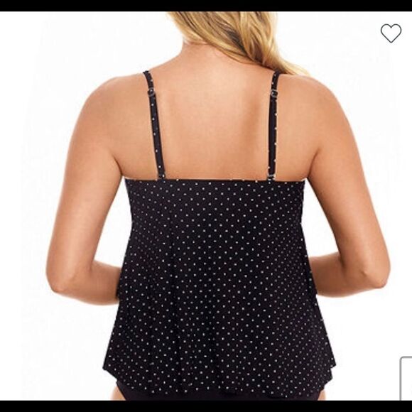 St. john's Bay Black Dots Tankini‎ Swimsuit Top - Picture 3 of 11